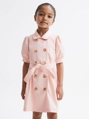 Reiss Dresses &amp; Jumpsuits | Naomi Puff Sleeve Belted Dress Pink - Children