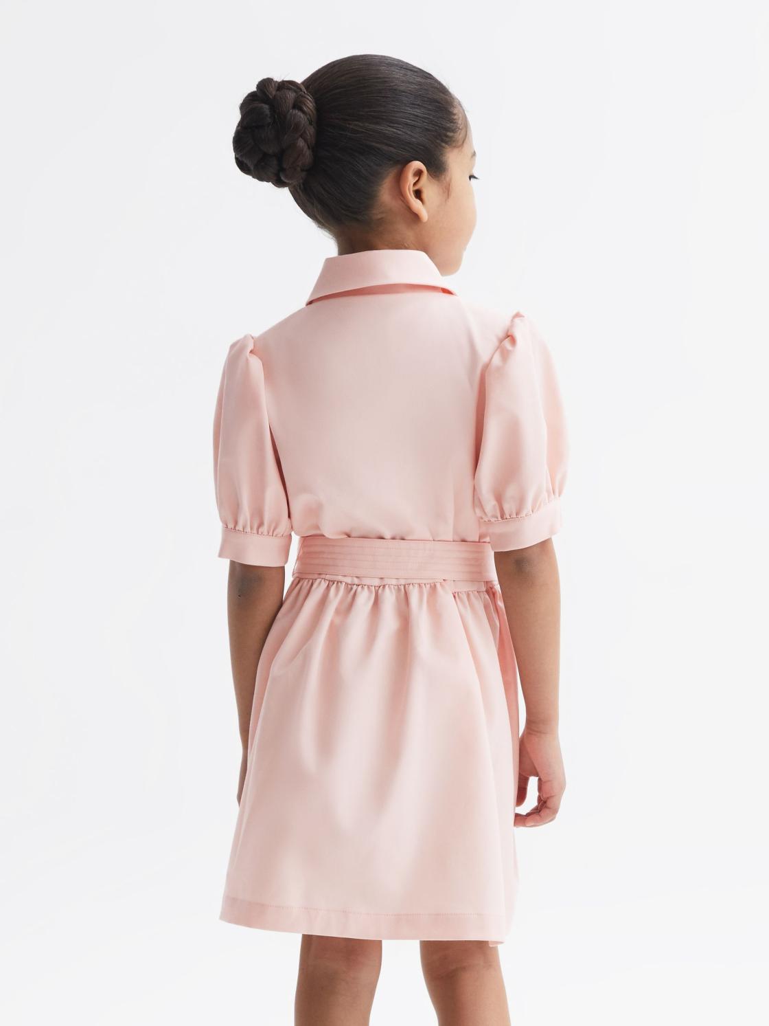 Reiss Dresses &amp; Jumpsuits | Naomi Puff Sleeve Belted Dress Pink - Children