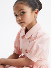 Reiss Dresses &amp; Jumpsuits | Naomi Puff Sleeve Belted Dress Pink - Children