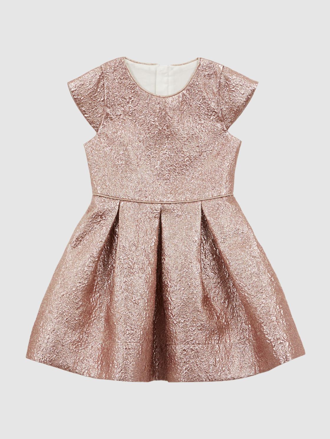 Reiss Dresses &amp; Jumpsuits | Nia Metallic Cap Sleeve Dress Gold - Children