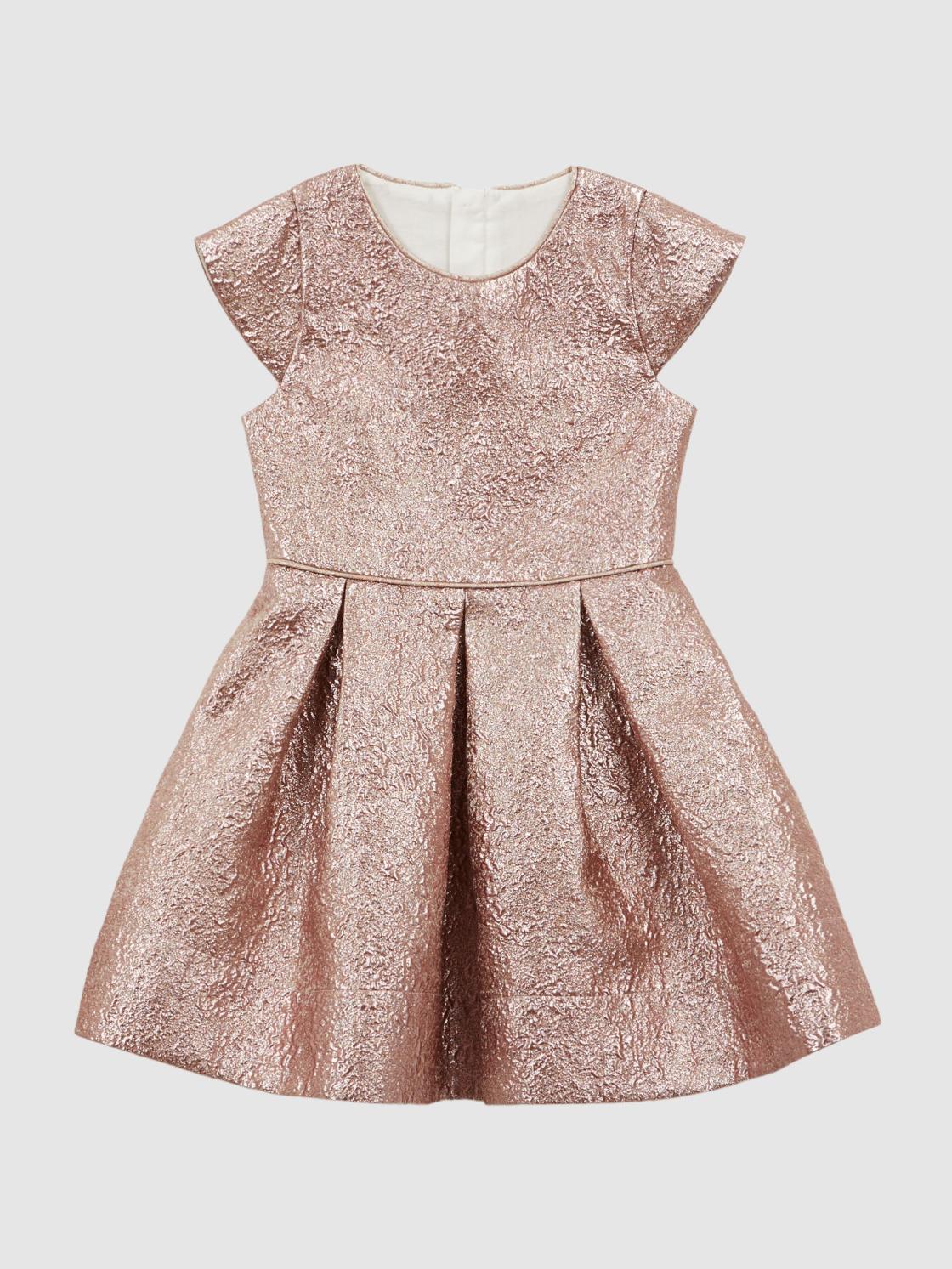 Reiss Dresses &amp; Jumpsuits | Nia Metallic Cap Sleeve Dress Gold - Children