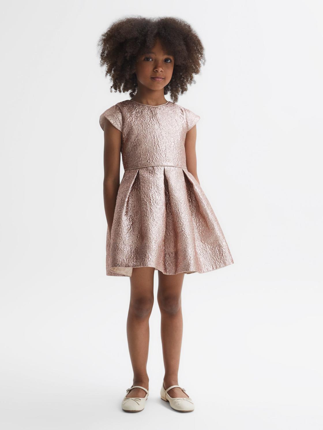 Reiss Dresses &amp; Jumpsuits | Nia Metallic Cap Sleeve Dress Gold - Children