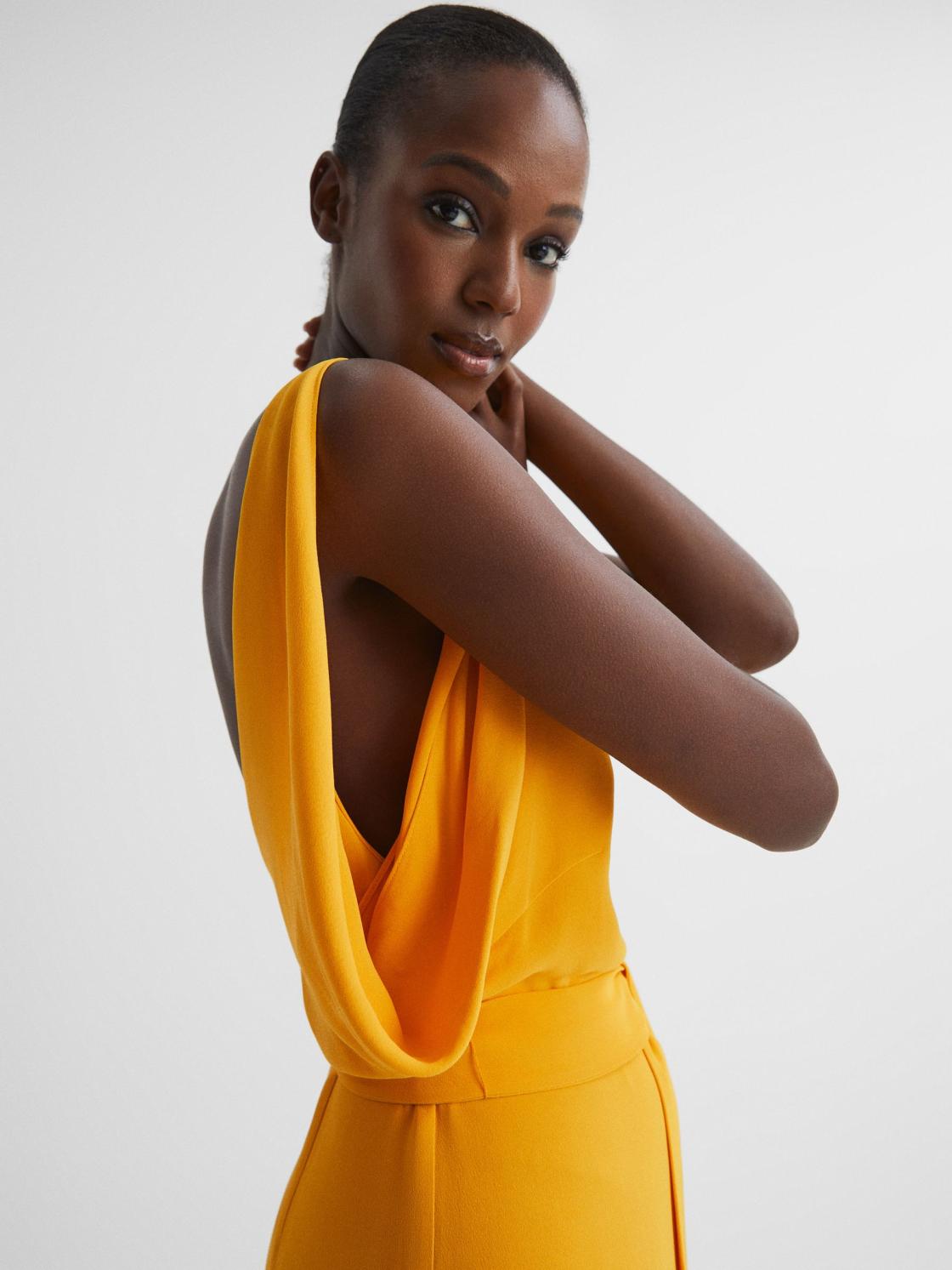 Reiss Dresses | Kalea Split Sleeve Midi Dress Yellow - Women