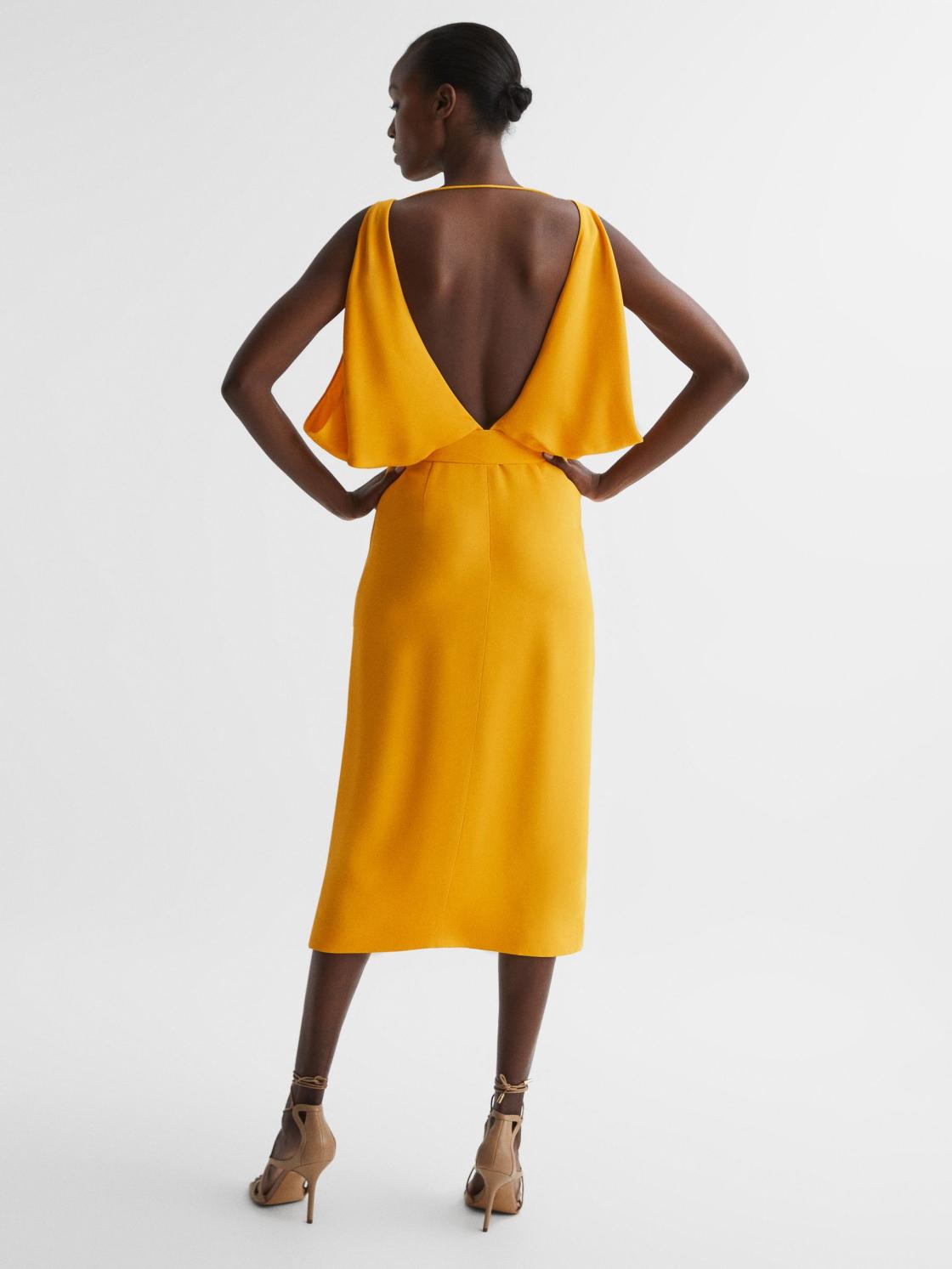 Reiss Dresses | Kalea Split Sleeve Midi Dress Yellow - Women