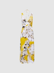 Reiss Dresses | Kasia Fitted Floral Print Midi Dress Yellow - Women