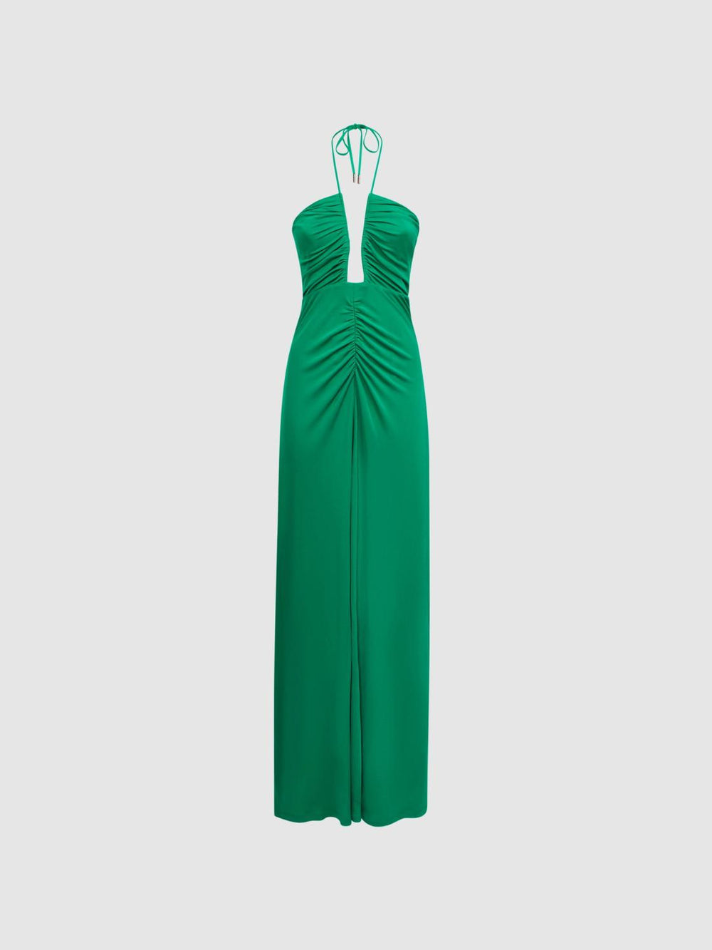 Reiss Dresses | Lana Plunge Halter Neck Maxi Dress Green - Women