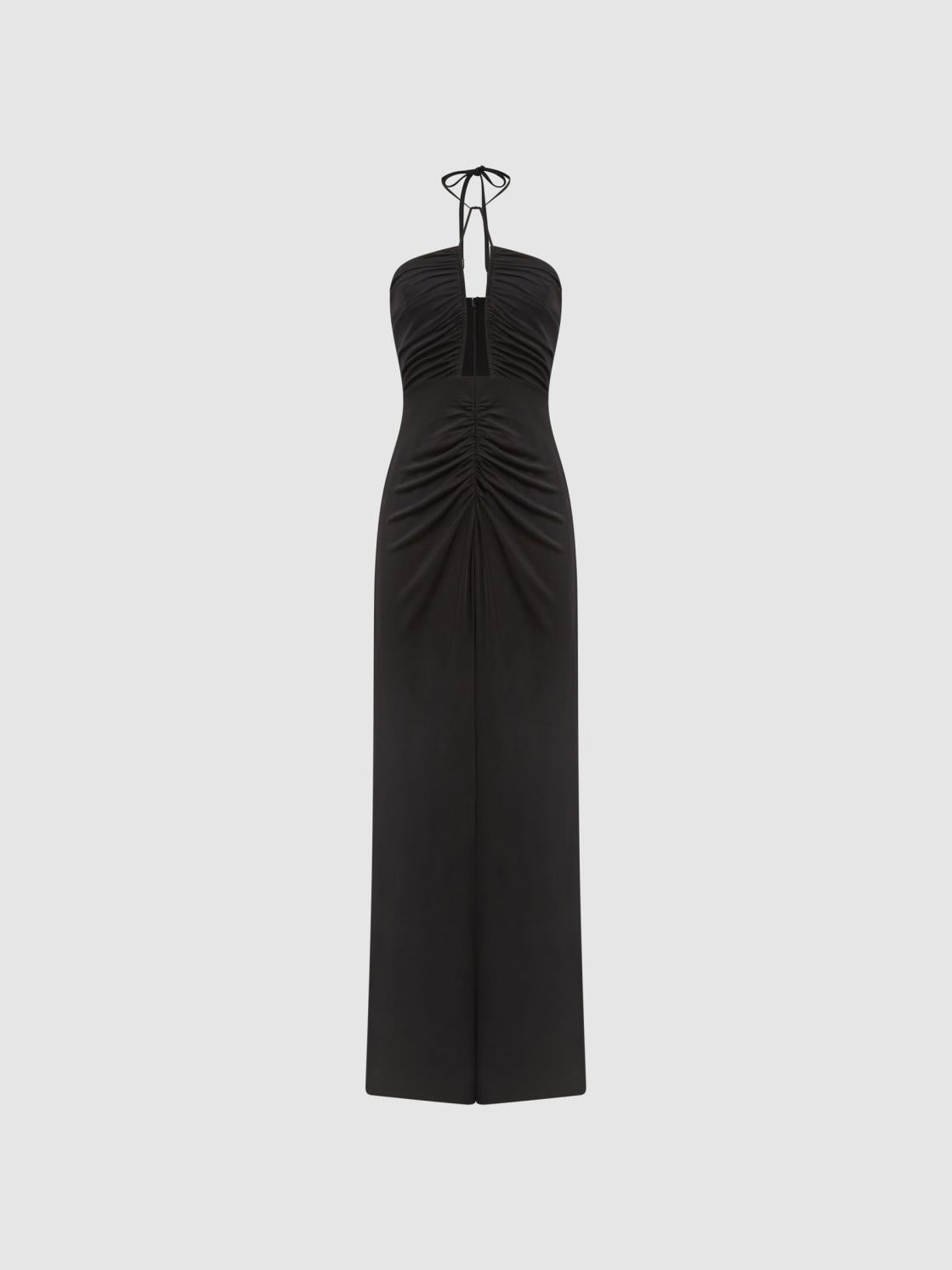 Reiss Dresses | Lana Plunge Neck Halter Maxi Dress Black - Women