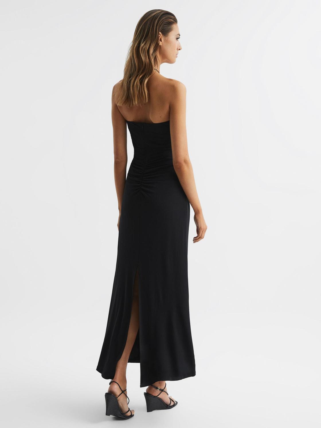 Reiss Dresses | Lana Plunge Neck Halter Maxi Dress Black - Women