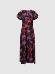 Reiss Dresses | Leni Cap Sleeve Maxi Dress Black/pink - Women