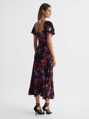 Reiss Dresses | Leni Cap Sleeve Maxi Dress Black/pink - Women