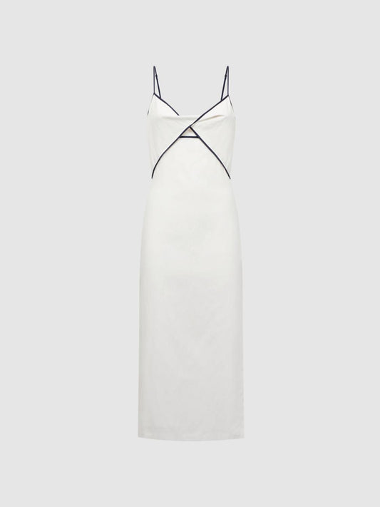 Reiss Dresses | Leona Strappy Cotton-Linen Midi Dress White - Women