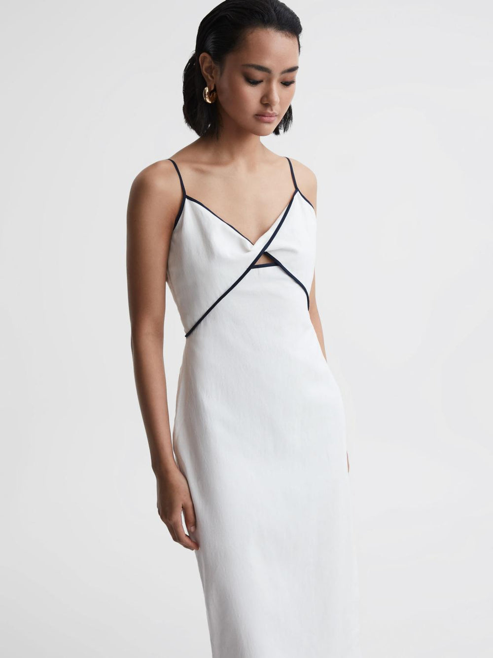 Reiss Dresses | Leona Strappy Cotton-Linen Midi Dress White - Women