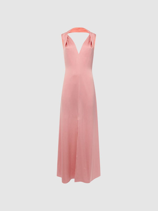 Reiss Dresses | Lila Bridesmaid Twist Detail Midi Dress Coral - Women