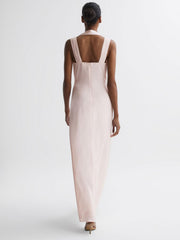 Reiss Dresses | Lila Bridesmaid Twist Detail Midi Dress Nude - Women