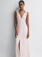 Reiss Dresses | Lila Bridesmaid Twist Detail Midi Dress Nude - Women