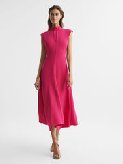 Reiss Dresses | Livvy Open Back Midi Dress Bright Pink - Women