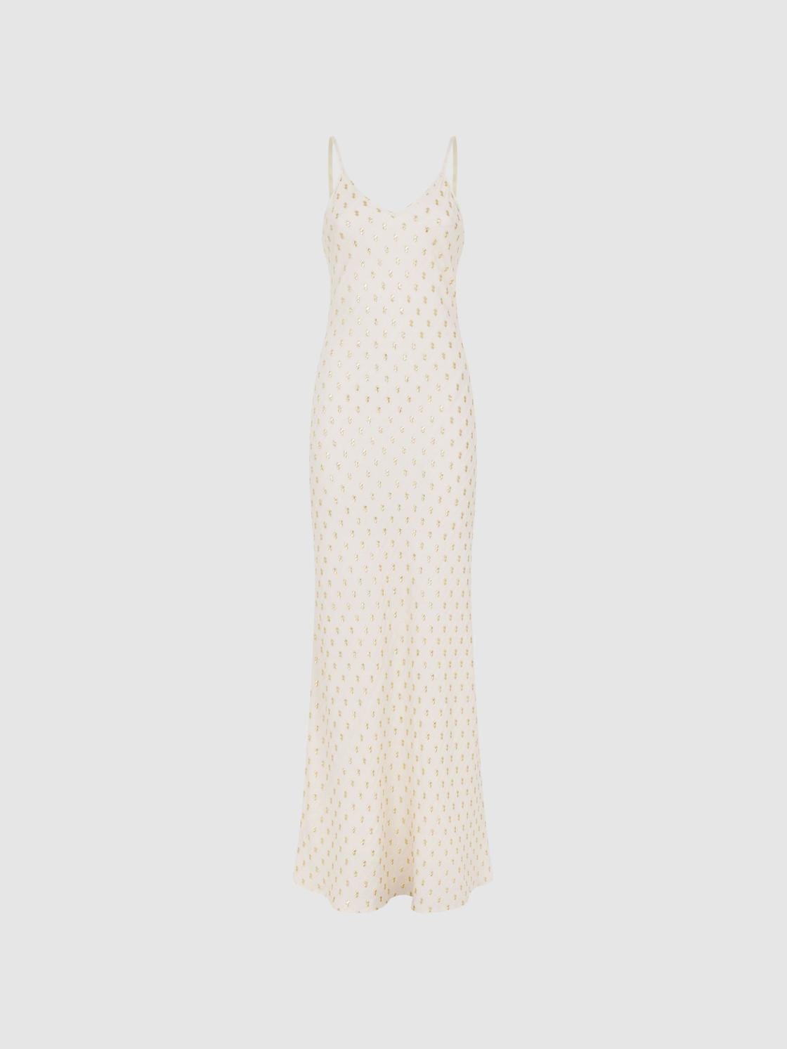 Reiss Dresses | Louisa Metallic Maxi Dress White/gold - Women