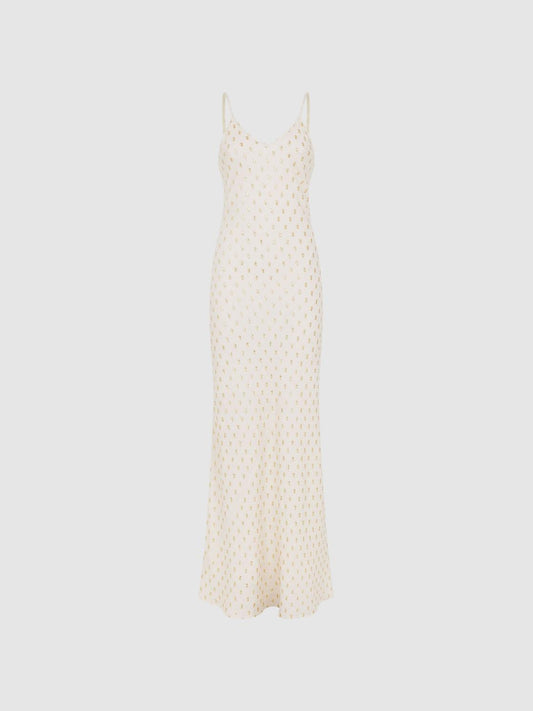 Reiss Dresses | Louisa Metallic Maxi Dress White/gold - Women