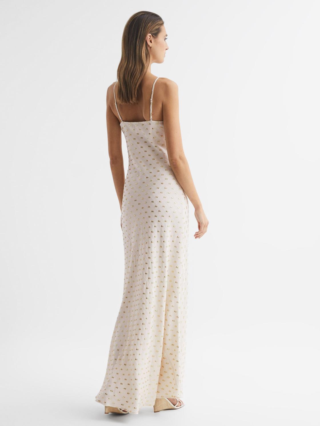 Reiss Dresses | Louisa Metallic Maxi Dress White/gold - Women