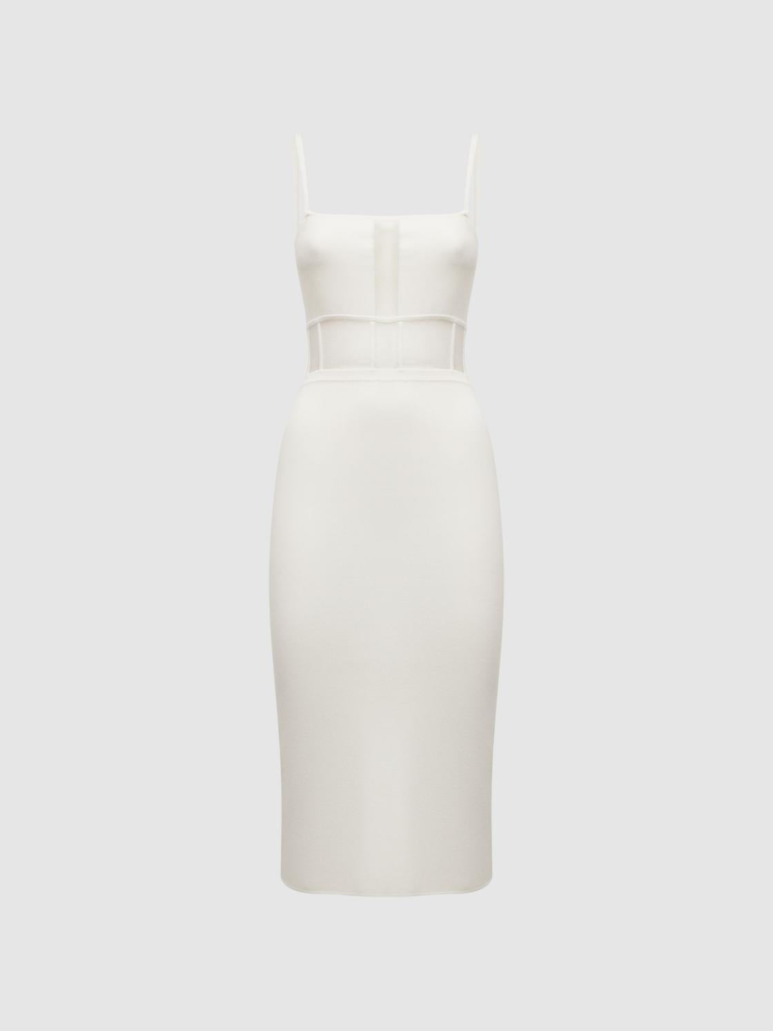 Reiss Dresses | Luisa Knitted Bodycon Dress White - Women