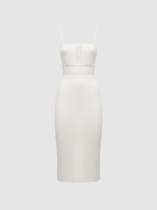 Reiss Dresses | Luisa Knitted Bodycon Dress White - Women