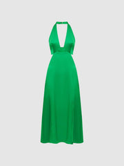 Reiss Dresses | Maia Fitted Halter Neck Midi Dress Green - Women