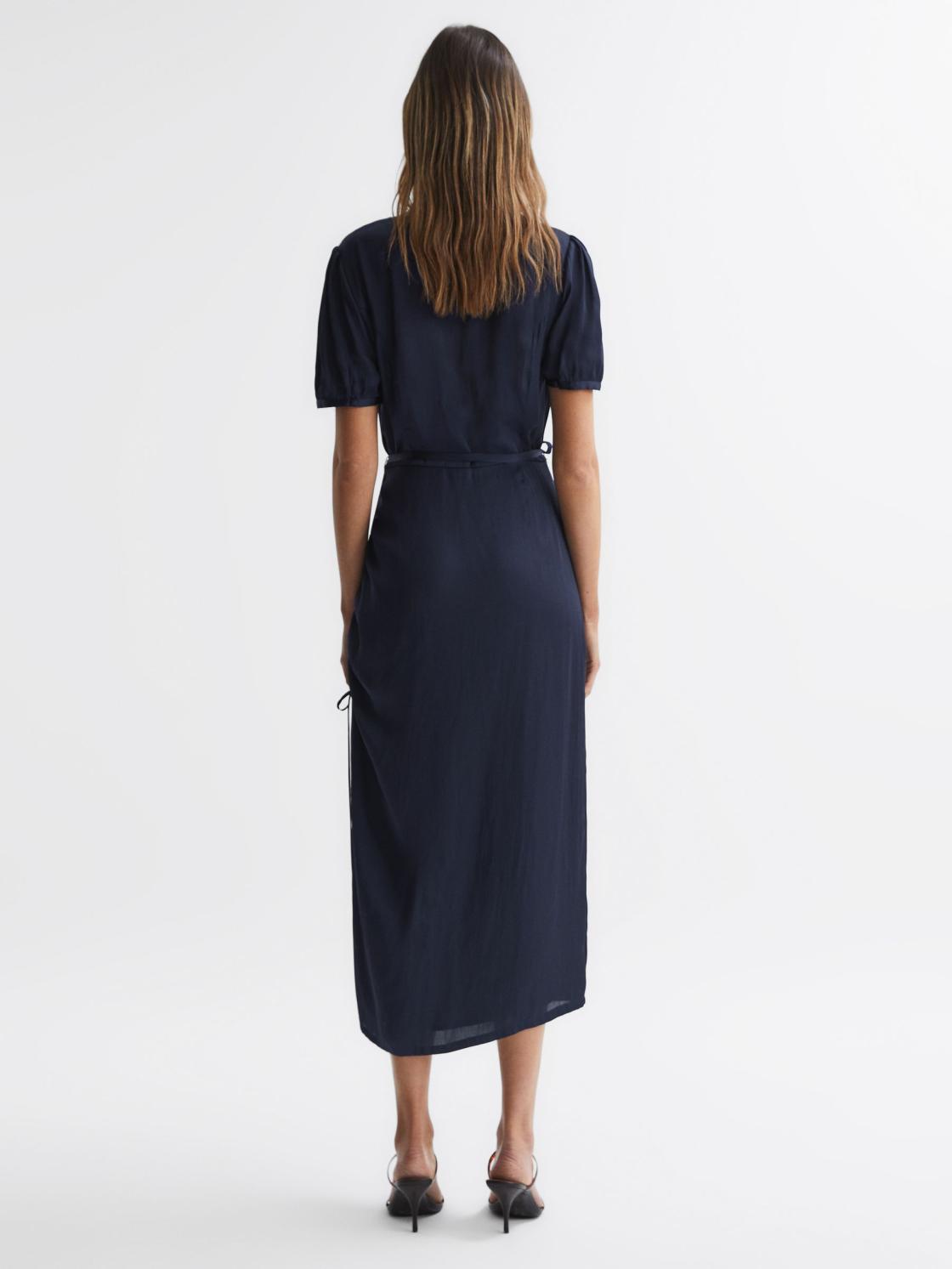 Reiss Dresses | Manuela Paige V-Neck Belted Midi Dress Dark Galaxy - Women