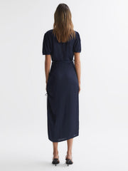 Reiss Dresses | Manuela Paige V-Neck Belted Midi Dress Dark Galaxy - Women