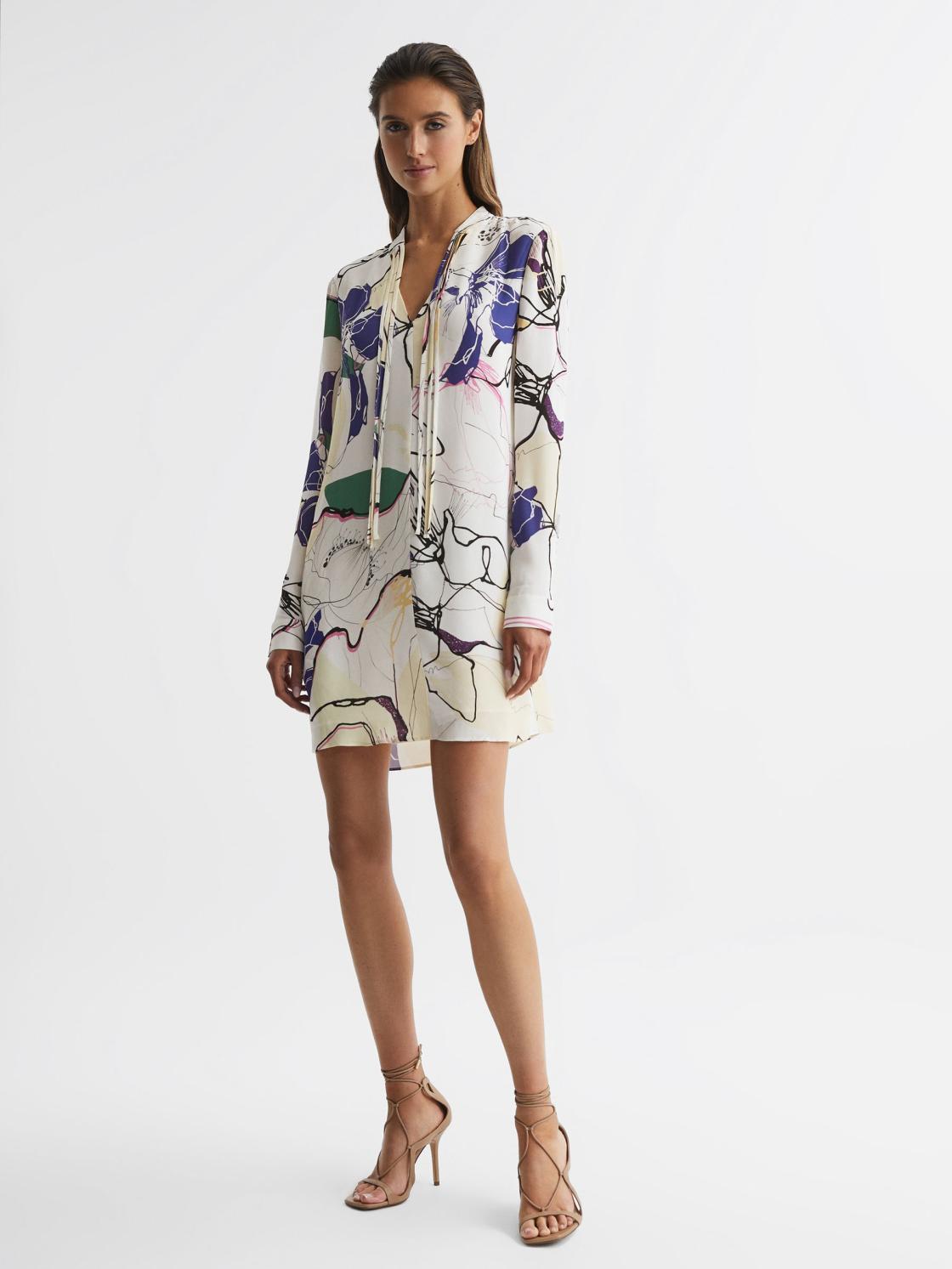 Reiss Dresses | Margarite Printed Shift Dress Ivory - Women