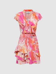 Reiss Dresses | Marseille Tropical Print Layered Mini Dress Pink/coral - Women