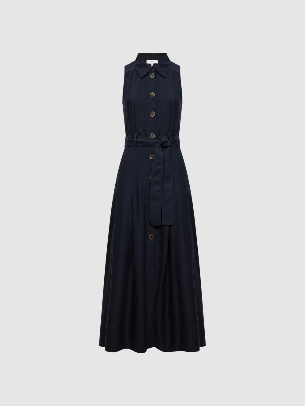 Reiss Dresses | Milena Button Front Midi Dress Navy - Women