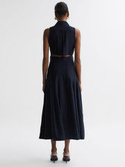 Reiss Dresses | Milena Button Front Midi Dress Navy - Women