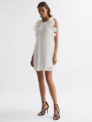 Reiss Dresses | Mimi Amur Halter Neck Frill Mini Dress Miami Sky - Women