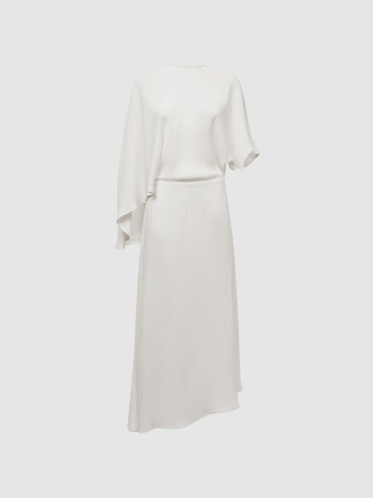 Reiss Dresses | Naomi Cape Sleeve Asymmetric Maxi Dress Ivory - Women