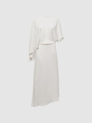 Reiss Dresses | Naomi Cape Sleeve Asymmetric Maxi Dress Ivory - Women