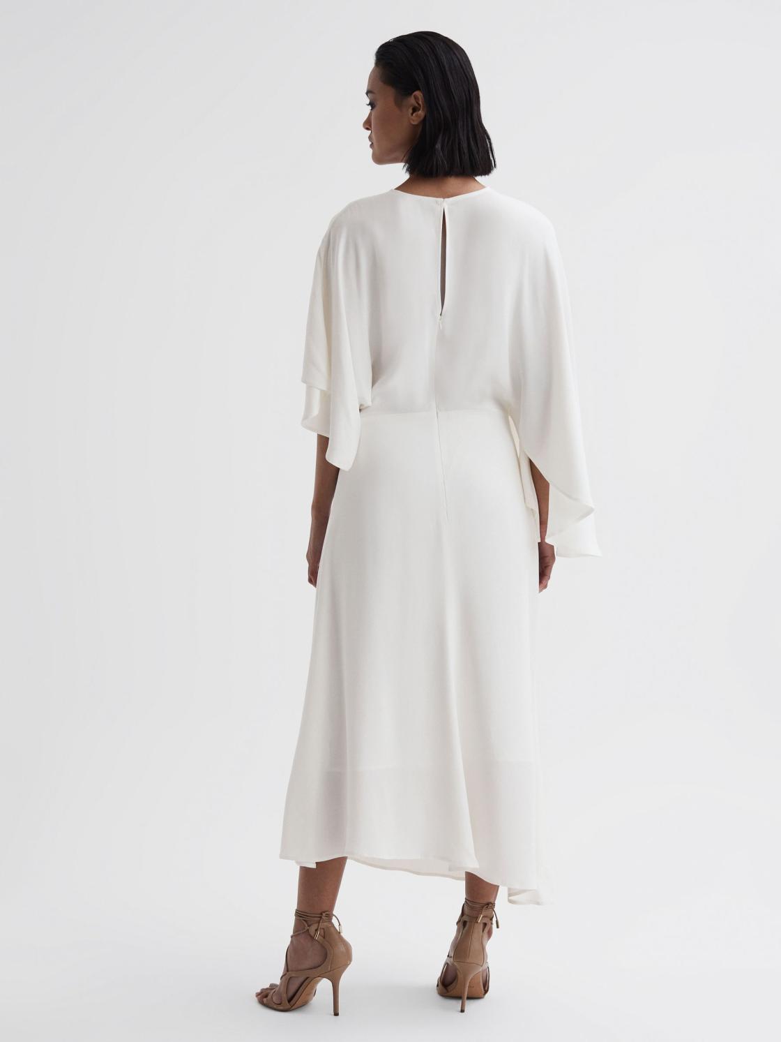 Reiss Dresses | Naomi Cape Sleeve Asymmetric Maxi Dress Ivory - Women