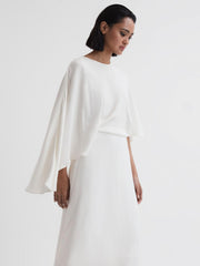 Reiss Dresses | Naomi Cape Sleeve Asymmetric Maxi Dress Ivory - Women