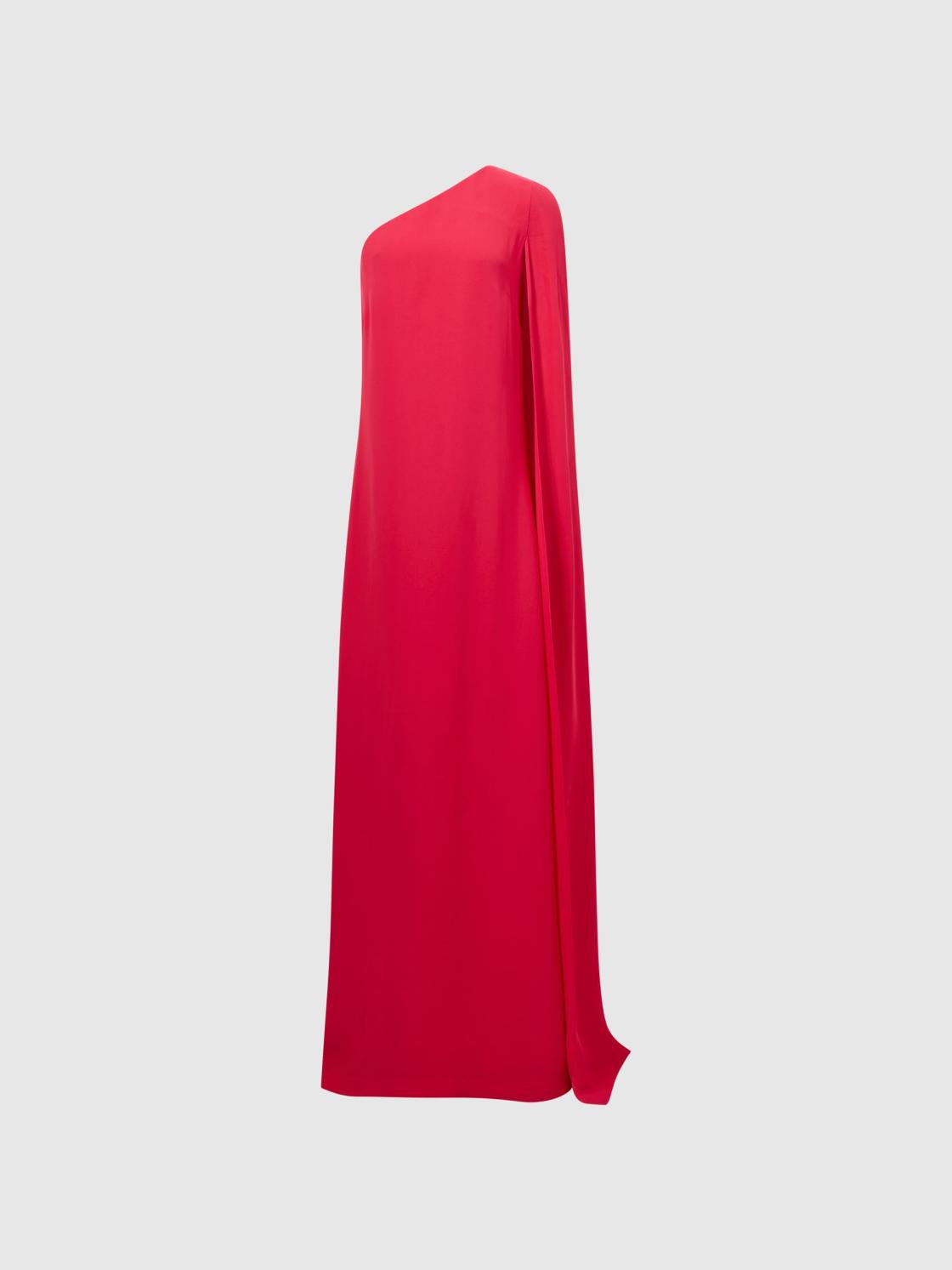 Reiss Dresses | Nina Cape One Shoulder Maxi Dress Bright Pink - Women