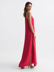 Reiss Dresses | Nina Cape One Shoulder Maxi Dress Bright Pink - Women