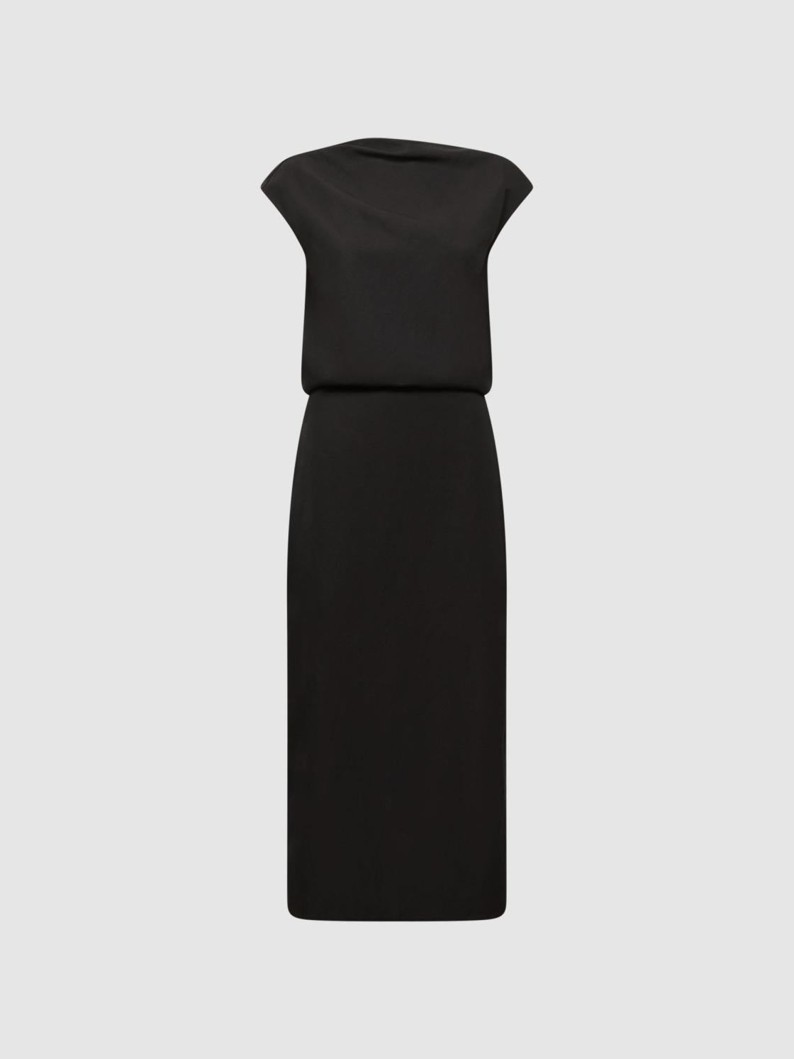 Reiss Dresses | Paloma Linen Blend Open-Back Midi Dress Black - Women