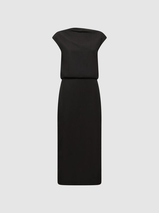 Reiss Dresses | Paloma Linen Blend Open-Back Midi Dress Black - Women