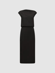 Reiss Dresses | Paloma Linen Blend Open-Back Midi Dress Black - Women