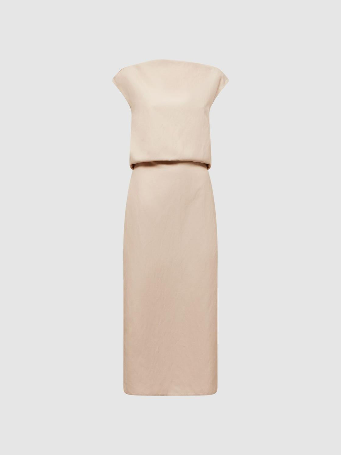 Reiss Dresses | Paloma Linen Blend Open-Back Midi Dress Nude - Women