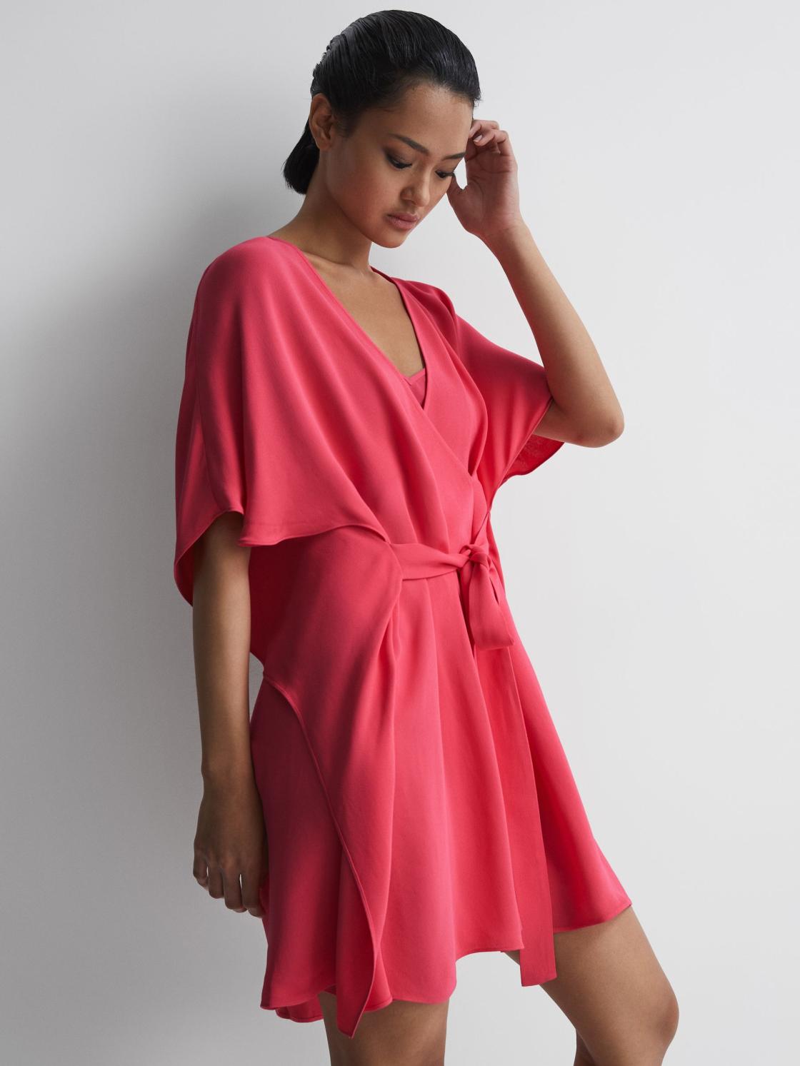 Reiss Dresses | Peony Relaxed Fit Wrap Mini Dress Pink - Women