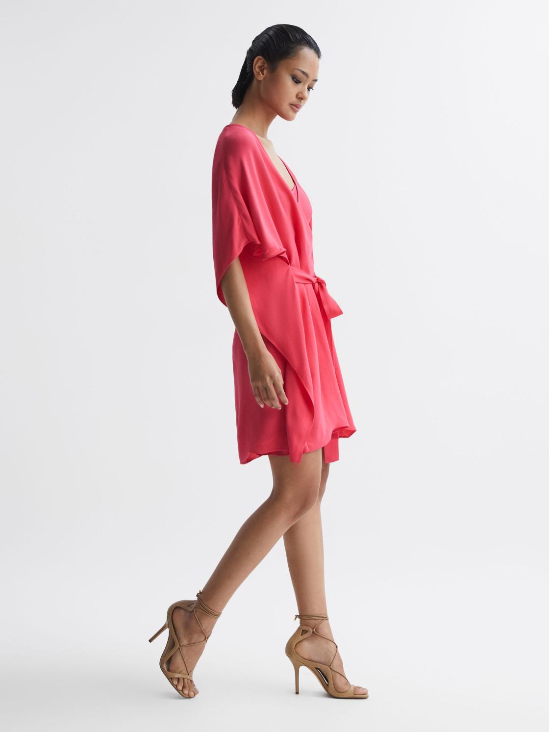 Reiss Dresses | Peony Relaxed Fit Wrap Mini Dress Pink - Women