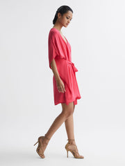 Reiss Dresses | Peony Relaxed Fit Wrap Mini Dress Pink - Women