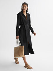 Reiss Dresses | Phoenix Linen Blend Midi Dress Black - Women