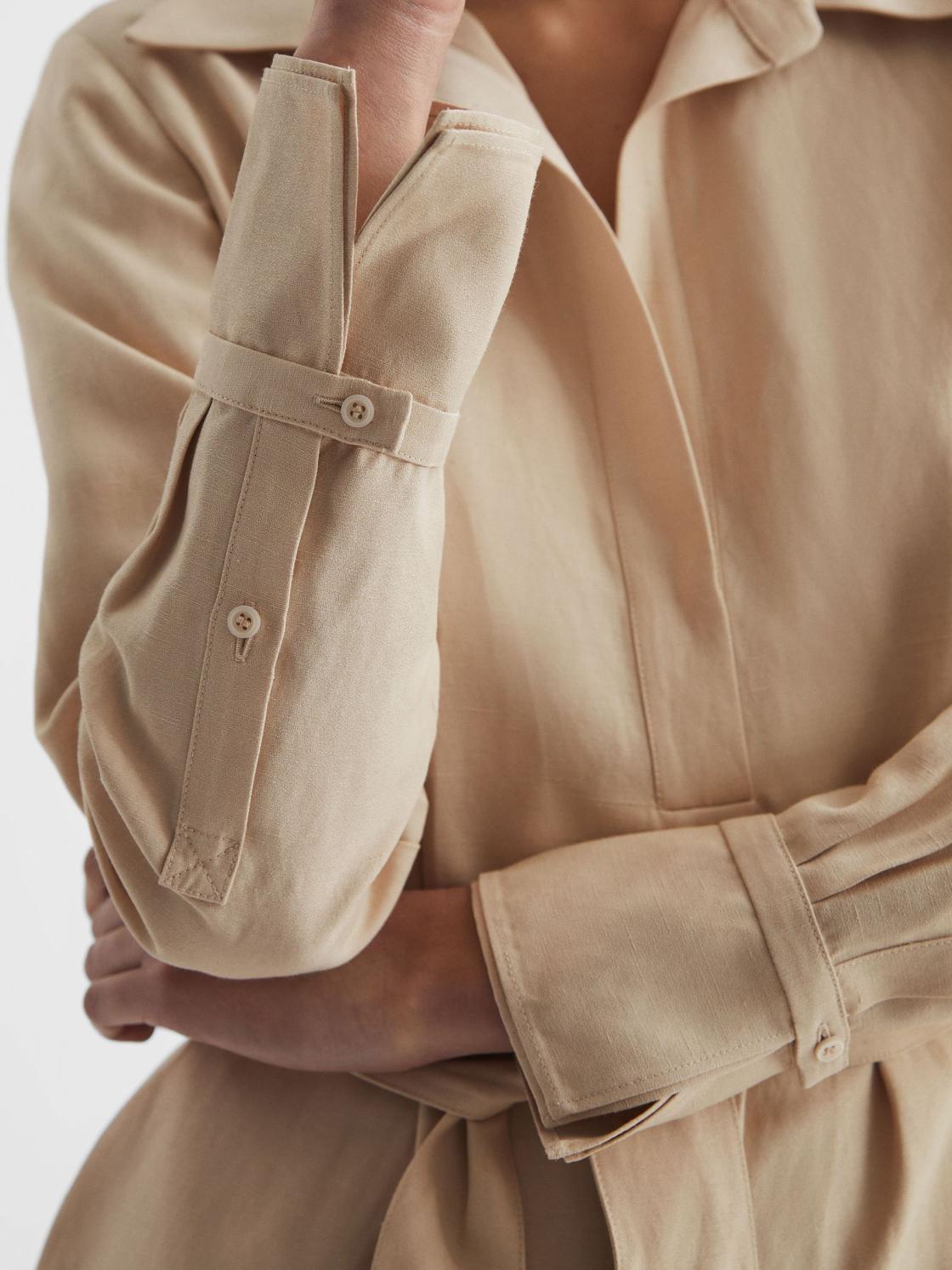 Reiss Dresses | Phoenix Linen Blend Midi Dress Black - Women