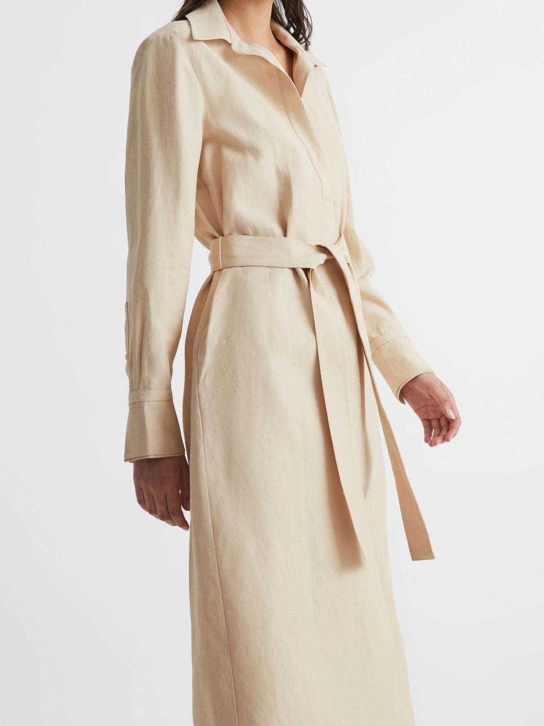 Reiss Dresses | Phoenix Linen Blend Midi Dress Black - Women