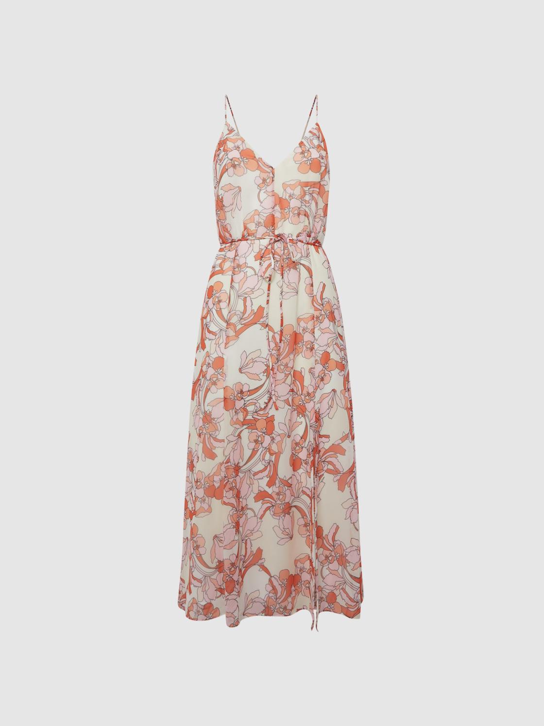 Reiss Dresses | Pippa Floral Printed Midi Dress Pale Pink - Women